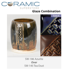 Azurite SW-186 over Tea Dust SW-145 Stoneware Combination Azurite SW-186 over Tea Dust SW-145 Stoneware Combination